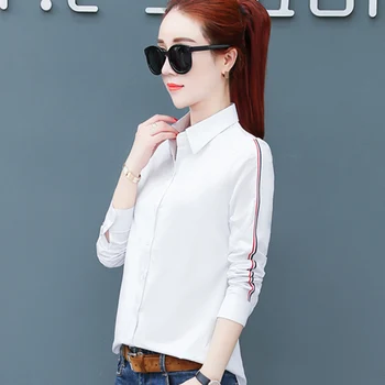

Classic OL Lady Casual White Shirts Size S-2XL Autumn Spring Women Cotton Office Long Sleeve Blouses