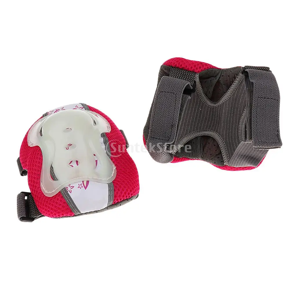 6 Pieces Kids Boy Girl Glow in the Dark Elbow Wrist Knee Pad Protector for Roller Skating Bike Scooter Cycling Skateboard