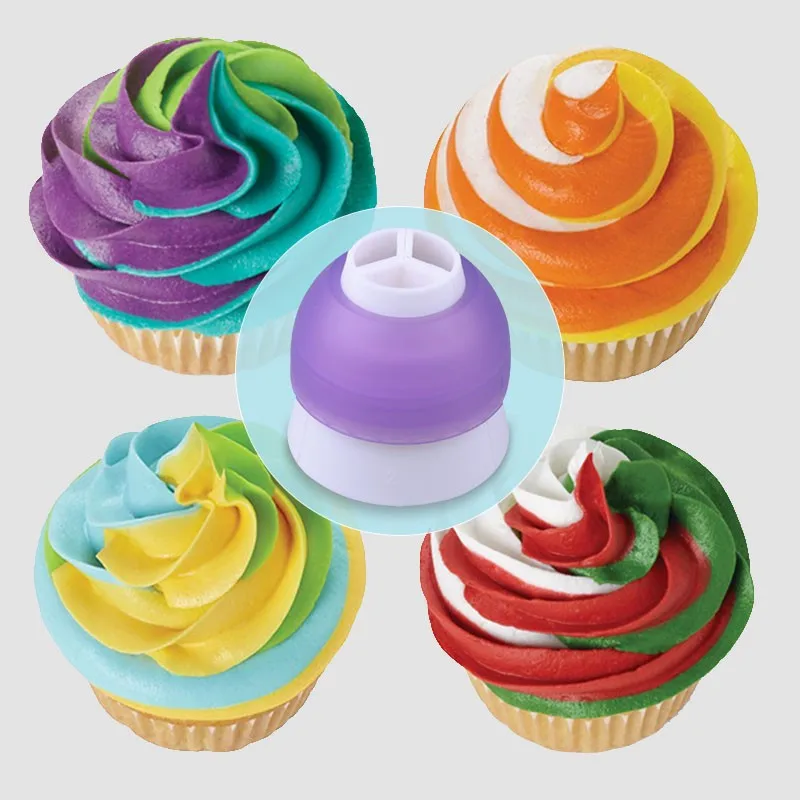 Icing Piping Bag Nozzle Converter Tri color Cream Coupler Cake Decorating Tools For Cupcake