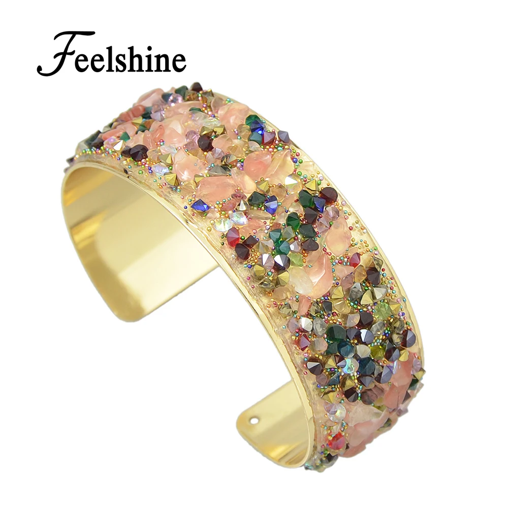Feelshine Luxury Brand Women Jewelry Gold Color Chain With Colorful