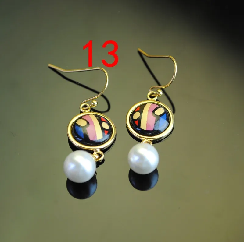 

Cloisonne hand painted enamel European Style Earring gold plated 18K European style