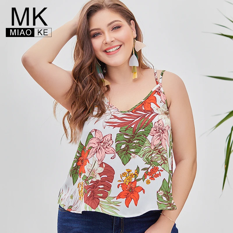 Miaoke 2019 Summer ladies Plus Size Sling tops and blouses womens fashion Large Size Sexy female vest