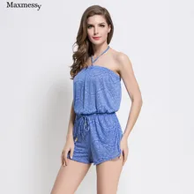 Maxmessy Breathable Siamese Shorts Summer Beach Swimsuit One Piece Swimwear Bathing Suit Jumpsuits Swimming One-Piece XS-4XL