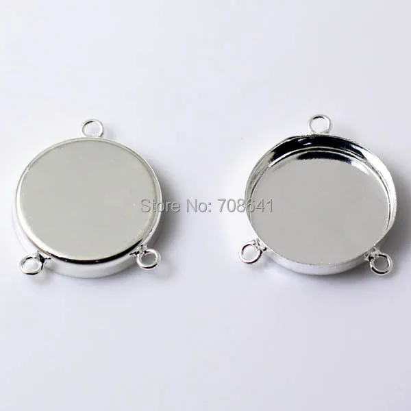 10 Connector Cabochon Settings for 23mm Cabs DIY Silver Nickel /& Lead Free