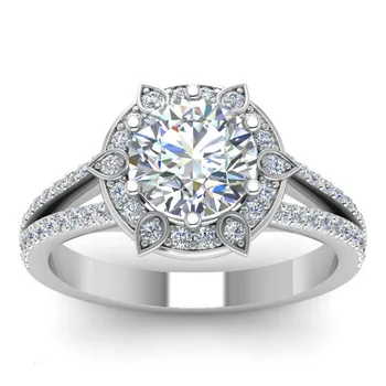 

Huitan Classic Wedding Bride Ring Fancy 6 Prong Engagement Wedding Ring For Women With Round Cubic Zircon Stone Dropshipping