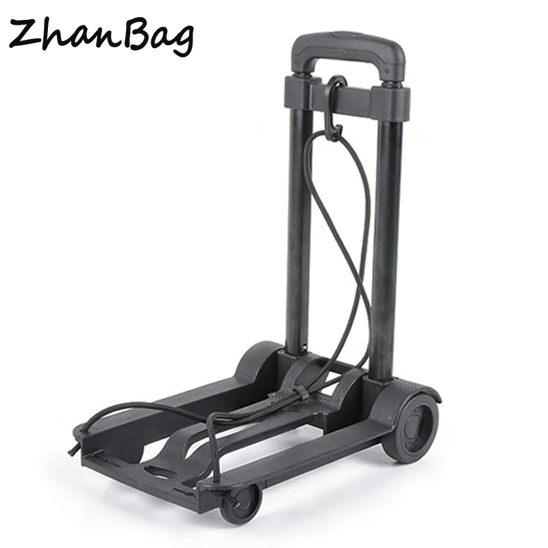 

Mini Portable Trolley Carts Folding Rubber Wheel ABS Engineer Plastic Metal Small Shipping Luggage Cart Travel Accessories 341