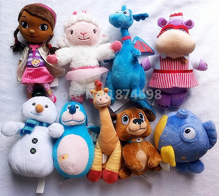 Doc McStuffins игрушки Lambie Stuffy Hallie Chilly Boppy Findo Gabby Жираф пищалки шепот Сова мини плюшевые мягкие игрушки животные