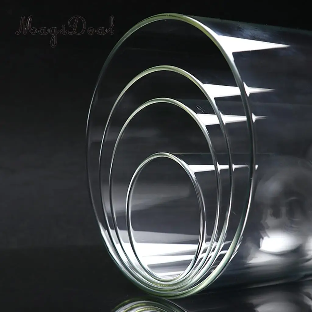 MagiDeal Glass Dome Cloche with Wooden Base Flower Landscape Holder Glass Cover Black G