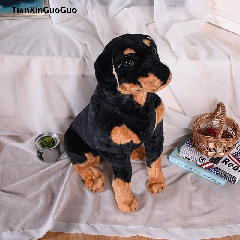 

new arrival large 60cm squatting Rottweiler dog plush toy doll throw pillow birthday gift h2304