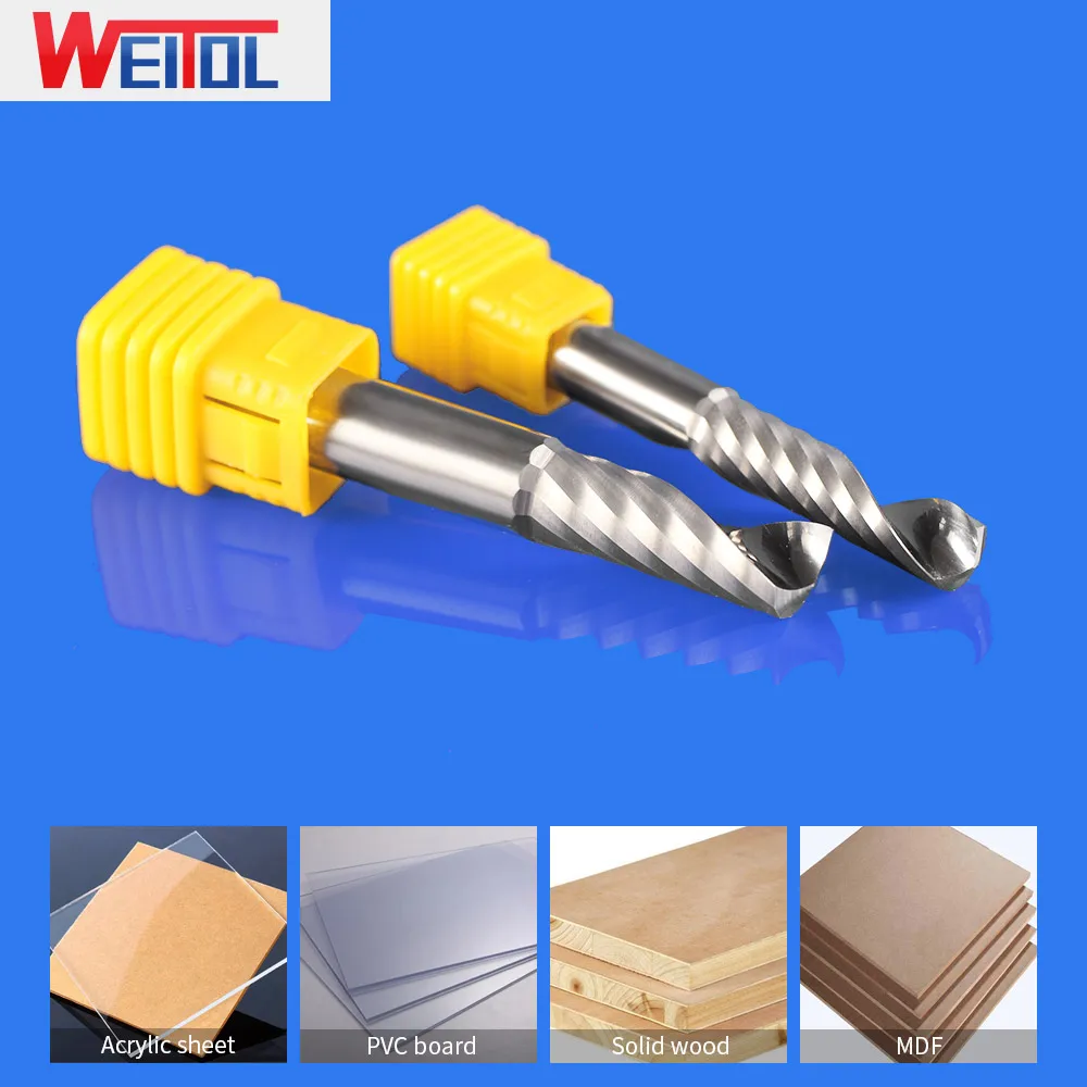 WeiTol 1 шт. 8 мм 10 12 одна канавка Спиральные Биты CNC акриловые режущие инструменты