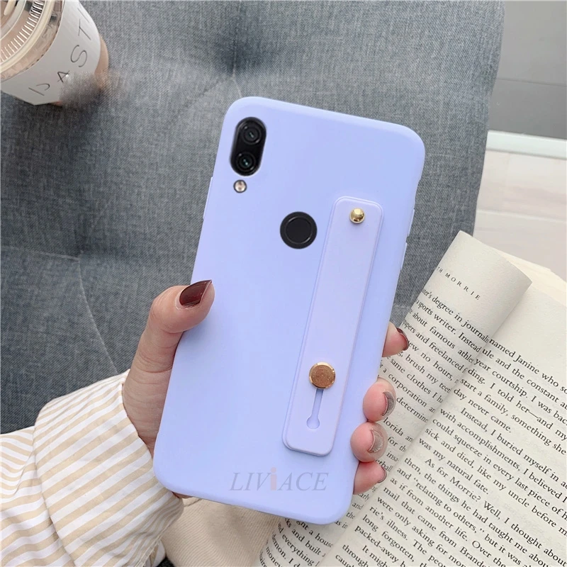 Силиконовый чехол с ремешком на руку для huawei p30 p20 lite pro p8 p9 p10 p smart plus, держатель с подставкой, мягкий чехол - Цвет: Hand Band purple