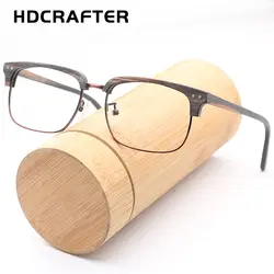 HDCRAFTER Винтаж очки рамки из дерева для мужчин/для женщин половина 100% натуральный деревянный оправы очков для близорукости с прозрачными