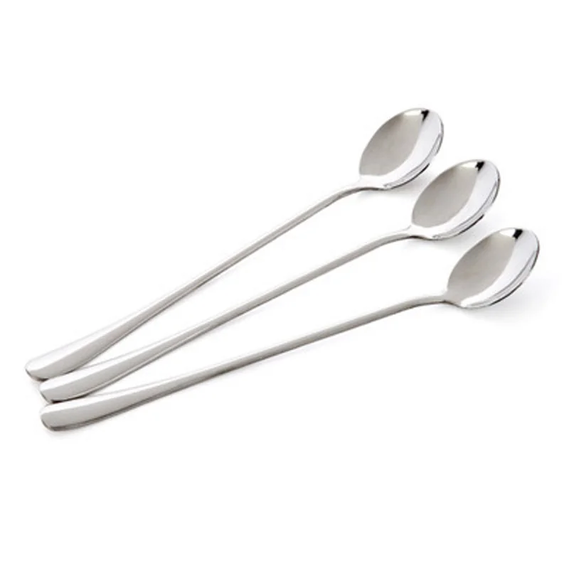 6Pcs /set 7.5" Long Stainless Steel Ice Cream Cocktail Coffee Soup Tea Spoons