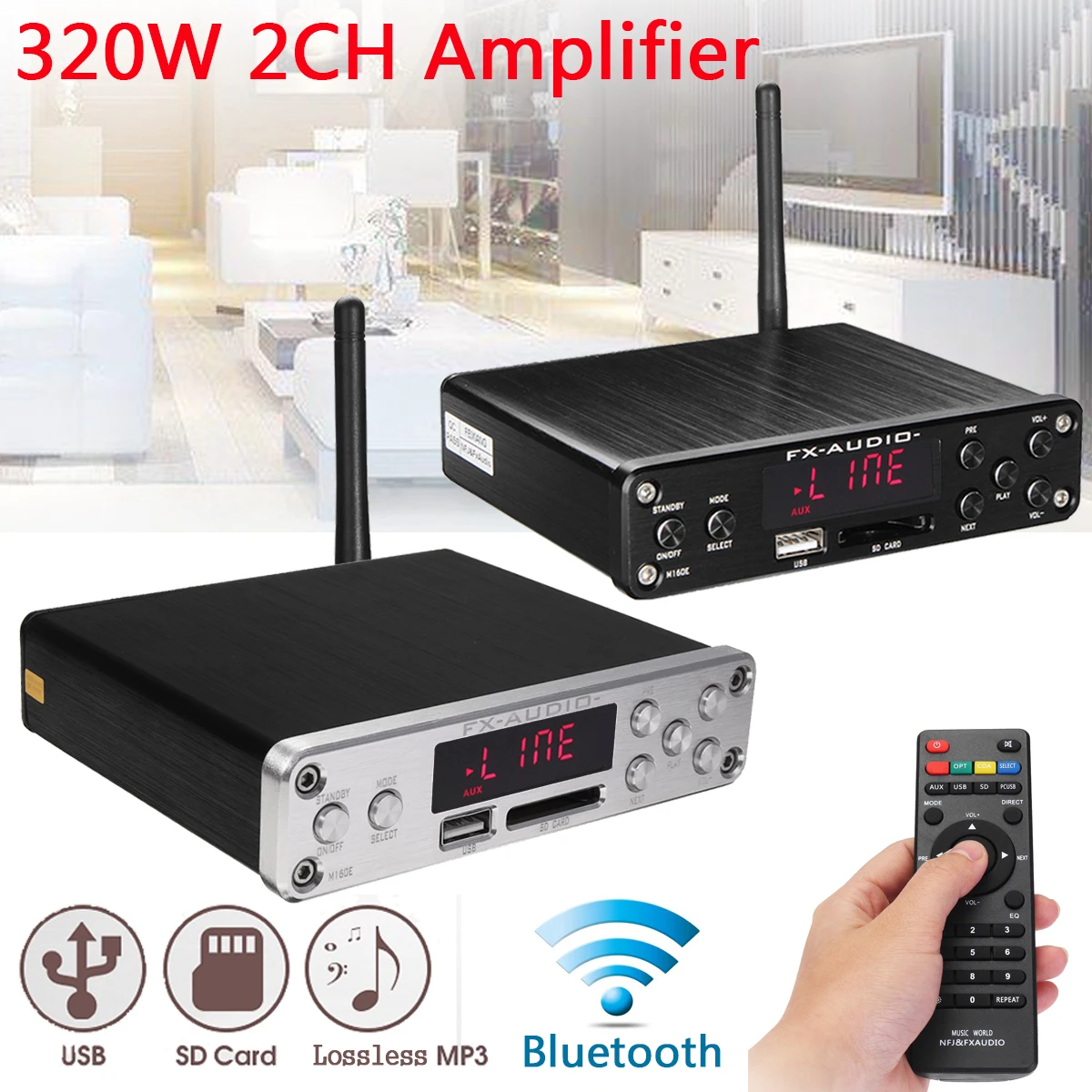 bluetooth Home Mini Stereo Amplifier Subwoofer Amplifier