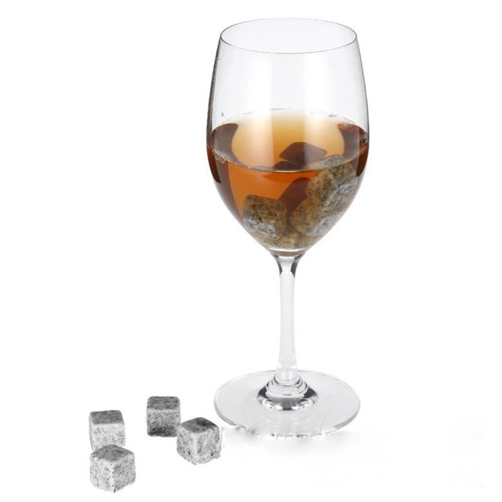 6/9Pcs Reusable Wine Drinks Cooler Ice Cube Chilling Stone Rock Washable Whisky Stone Barware Tool