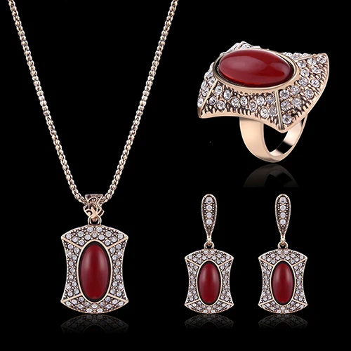 New Arrival Women Vintage Wedding Rhinestone Pendant Necklace Ring Dangle Earrings Jewelry Set | Украшения и аксессуары
