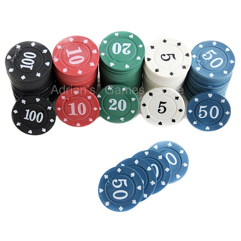 100 шт фишки для покера, дешевый набор фишек для покера, игровой жетон для казино, сделанный из пластика