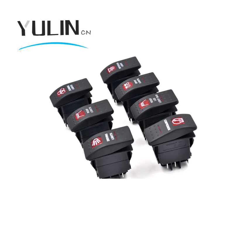 

RK5 12V 20A Car Marine Boat Off Road LED Light on off Button Toggle Rocker Switch Dash 4pin Waterproof 12V LED Seven sign