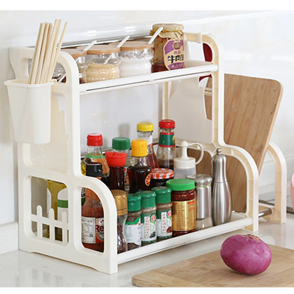  Kitchen storage rack home spice rack cruet storage rack plastic wx8021122 - 32909734475