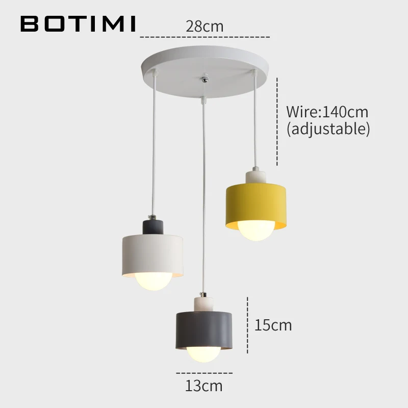 BOTIMI, белые, серые, желтые подвесные светильники для столовой, современные металлические абажуры, подвесные лампы, ресторанный декор, осветительные приборы