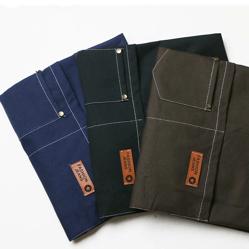 High Quality Canvas Cotton Apron Coffee Shop Barber Barista Hair Dresser Baker Work Apron Bib Women Men Cooking Kitchen Aprons