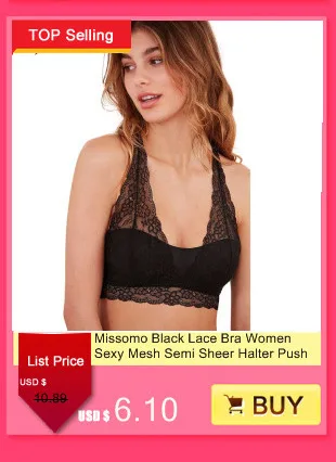 Missomo New Fashion Women Black Sexy Lace Jacquard Trim Bralette Adjustable Wide Straps Bras