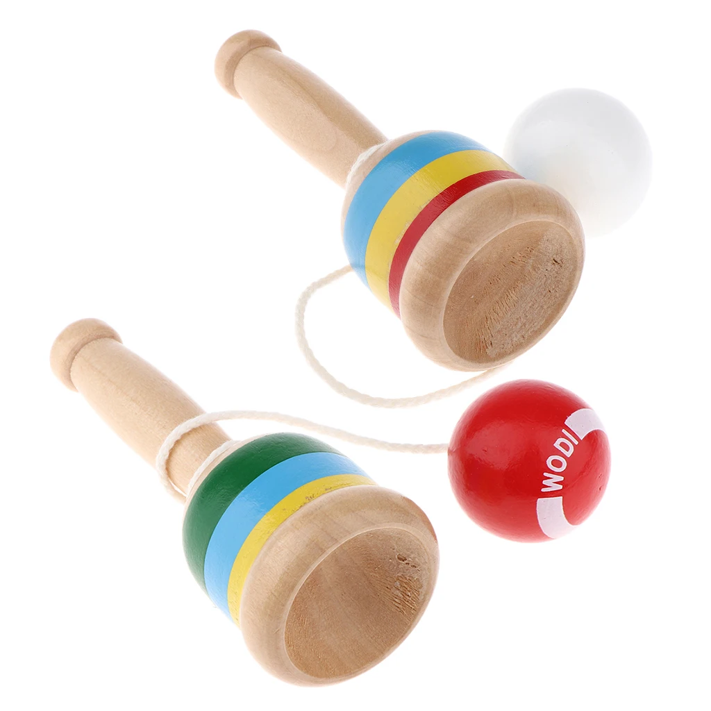 Traditional Kendama Cup and Ball Game Japanese Ball Toss Catching Ball Game Fun Air Trackball Game Toy Wooden Educational Toys