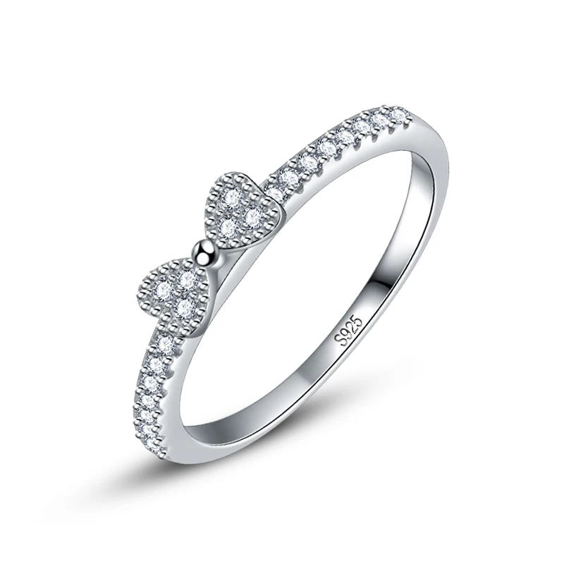 

Woman 100% Solid 925 sterling silver bow ring Girls fashion personality elegant bohemian ring party wedding silver jewelry gift