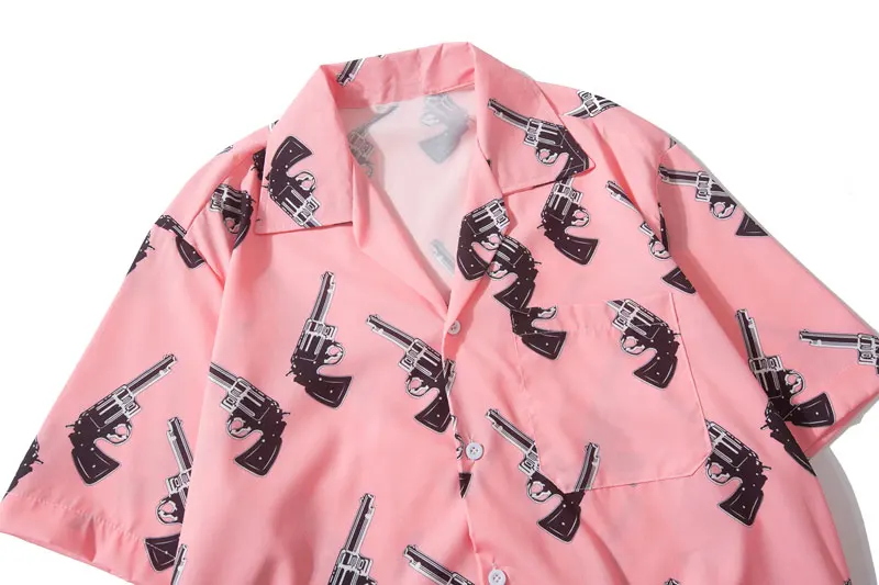 Pistol Gun Print Hawaiian Shirts 2