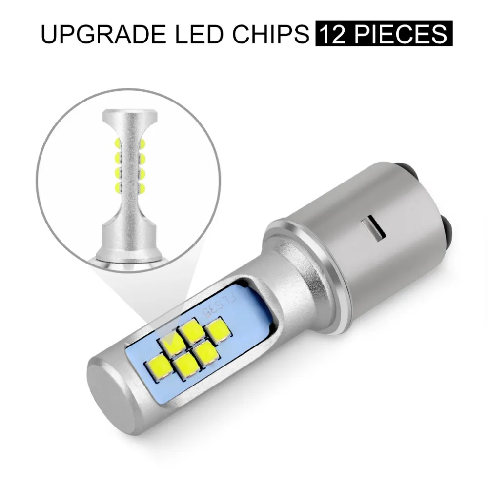 H6 мотоциклетные передние фары BA20D светодиодные лампы 12SMD 1200LM Hi low Противотуманные