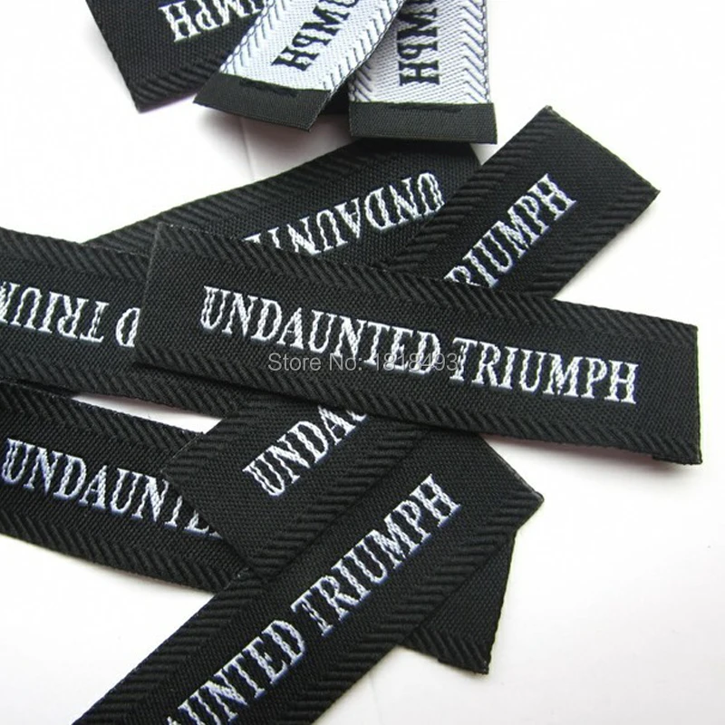 free shipping custom clothing black woven labels/garment embroidered