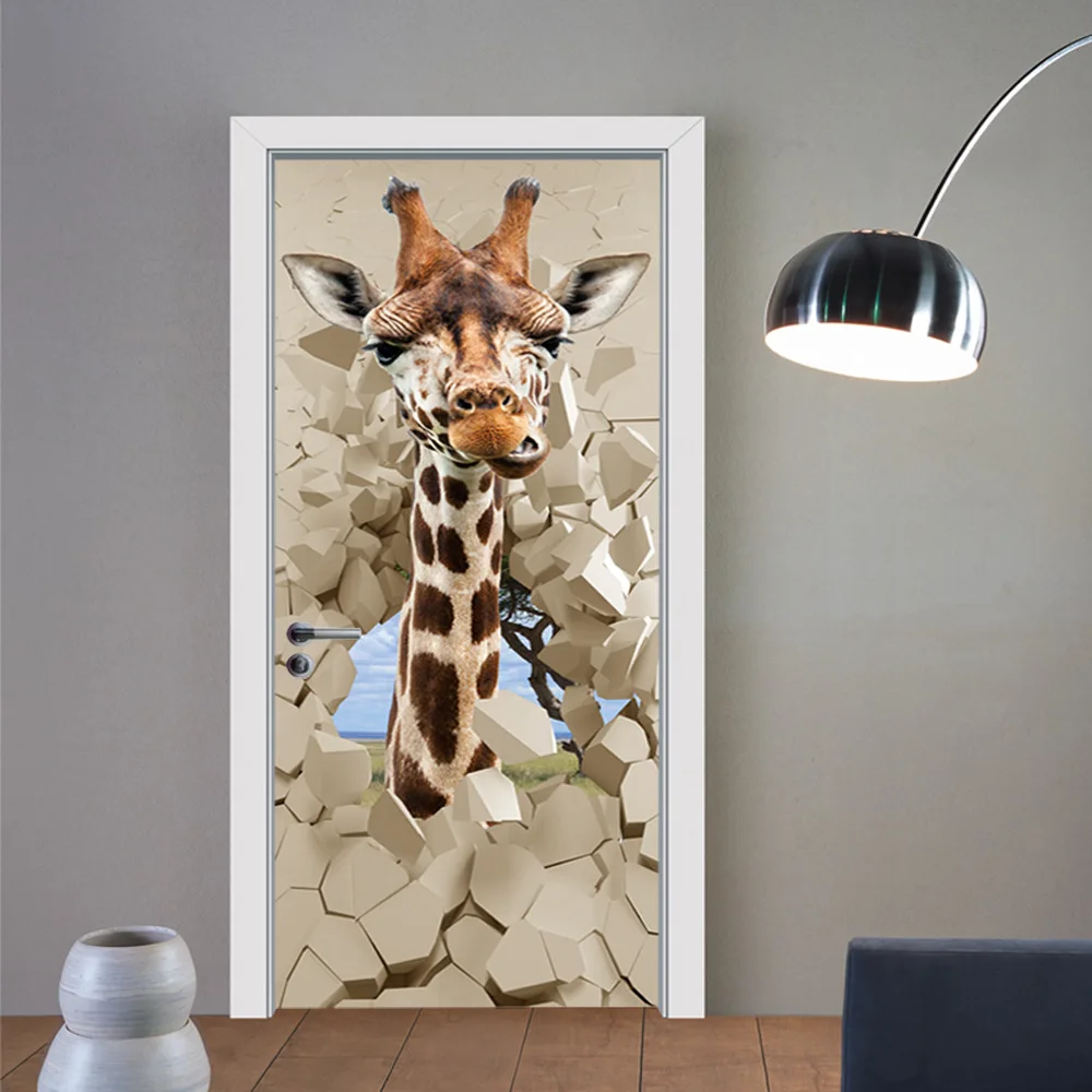 PVC Waterproof Self-adhesive Stickers PVC 3D Photo Wallpaper Cartoon Giraffe Creative Poster Door Mural Wallpaper Kid's Bedroom PVC Waterproof Self-adhesive Stickers PVC 3D Photo Wallpaper Cartoon Giraffe Creative Poster Door Mural Wallpaper Kid's Bedroom