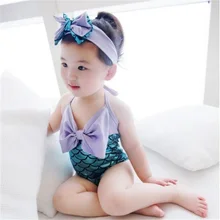Дети Русалка Купальники для малышек лето младенческой пляжная одежда девушка One Piece Плавание одежда