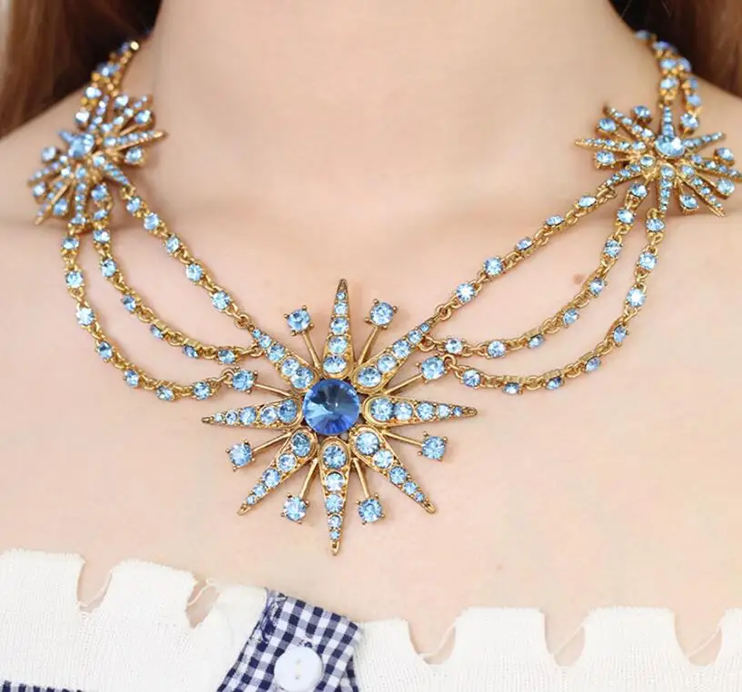 CSxjd Luxury Design marine wind Crystal Necklace Earrings Vintage Women's Jewelry