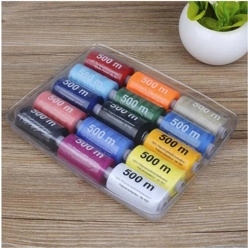 

7500meters(15Rolls) Polyester Spools Sewing Threads Hand Sewing Machine Yarn Knitting Threads Cones DIY Sewing Accessories