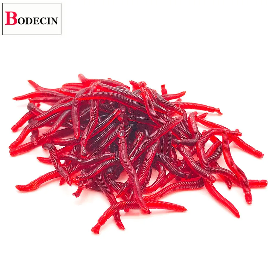 

Soft Silicone Lure Simulation Earthworm For Fishing Lures Tackle Wobblers 100PCS Red Worm Lifelike Fishy Smell Artificial Bait