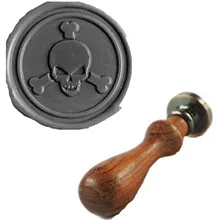 Винтаж пиратский череп кости индивидуальный логотип свадебные приглашения Воск уплотнительное штамп палисандр ручки комплект