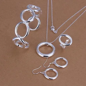 

925 stamped Silver color colored loverly letter open cuff bracelet necklace drop earring ring woman exquisite jewelry wholesale