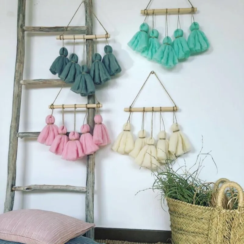 

Ins Nordic Tassel Tapestry Pendant Wall Hanging Ornament Kids Room Decoration Baby Tent Nursery Decor Photography Props Gifts