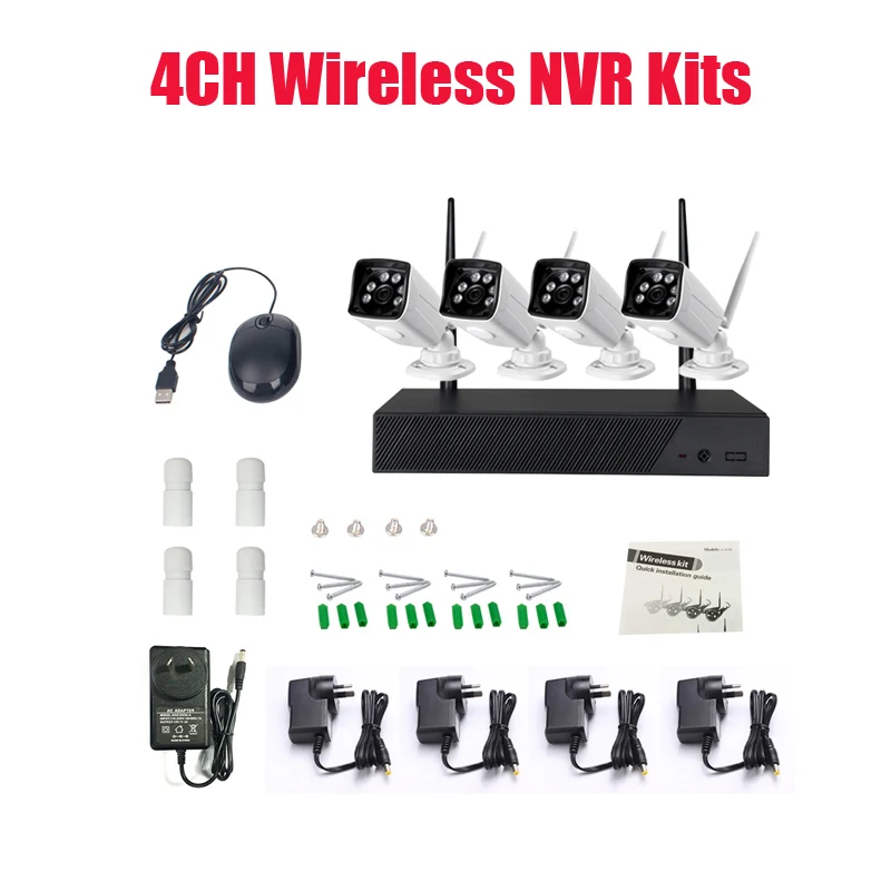 Новые Plug and Play Беспроводной NVR Kit P2P 720 P HD Напольный ИК Ночное Видение безопасности IP Камера WI-FI CCTV Системы