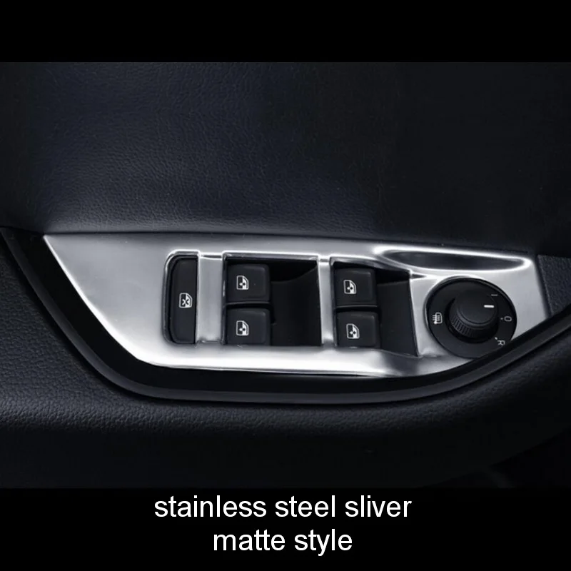 Tonlinker 4 шт. автомобильный Стайлинг из нержавеющей стали окна дверные кнопки подъема крышка чехол наклейки для VW SKODA SUPERB-17 аксессуары - Название цвета: sliver matte 2016-17
