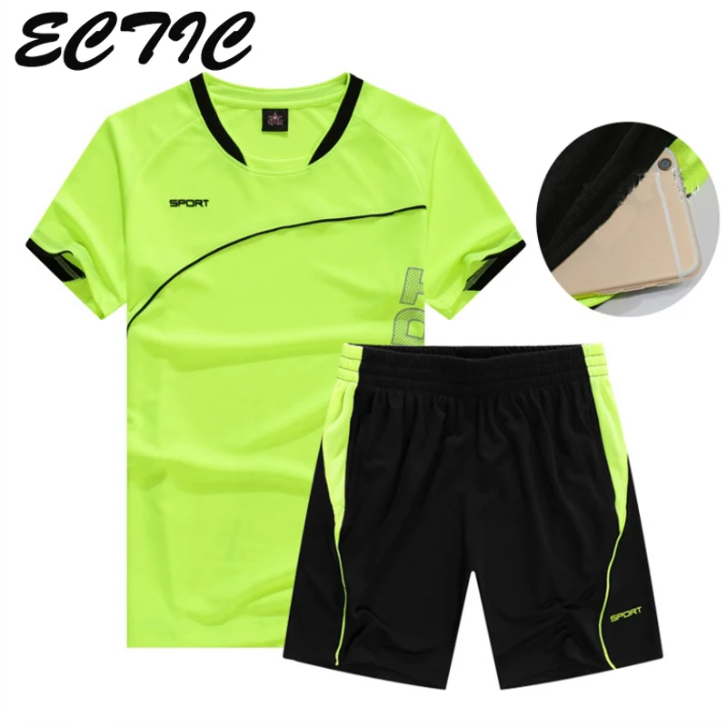 

Two Piece Set Men Short Sleeve T Shirt Running Set Top+Shorts Men's Tracksuits 2018 New Sport Sportswear Tops Short Trousers