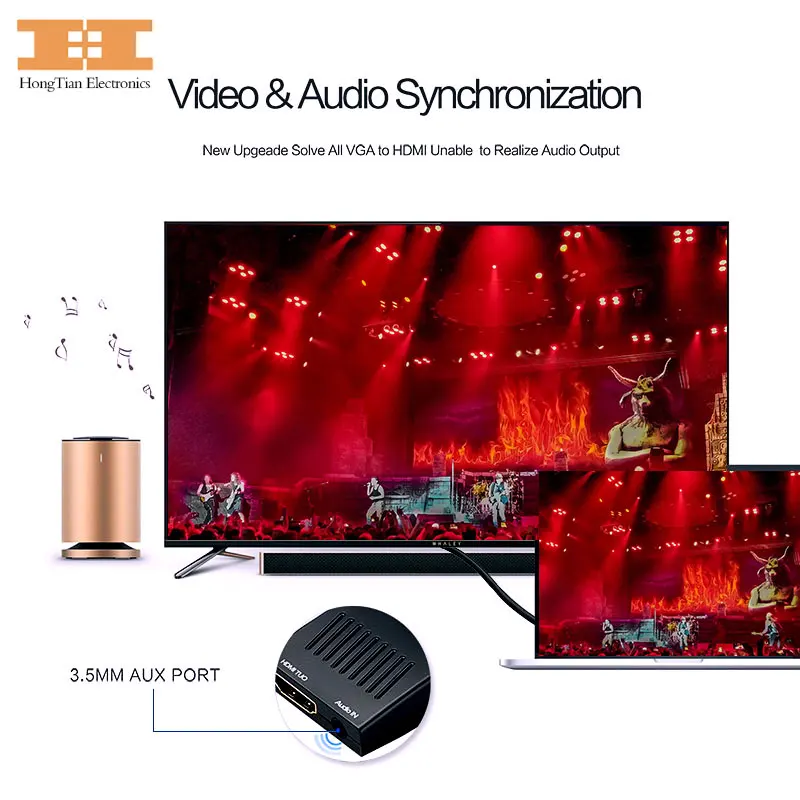 VGA к HDMI адаптер 1080 P конвертер Micro интерфейса мужчин и женщин с AUX аудио Порты