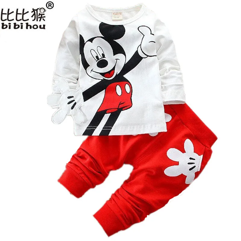 

1-6Y Infant Boy clothing set kids sports suit children tracksuit girls Letter Mickey T shirt pant baby sweatshirt casual clothes