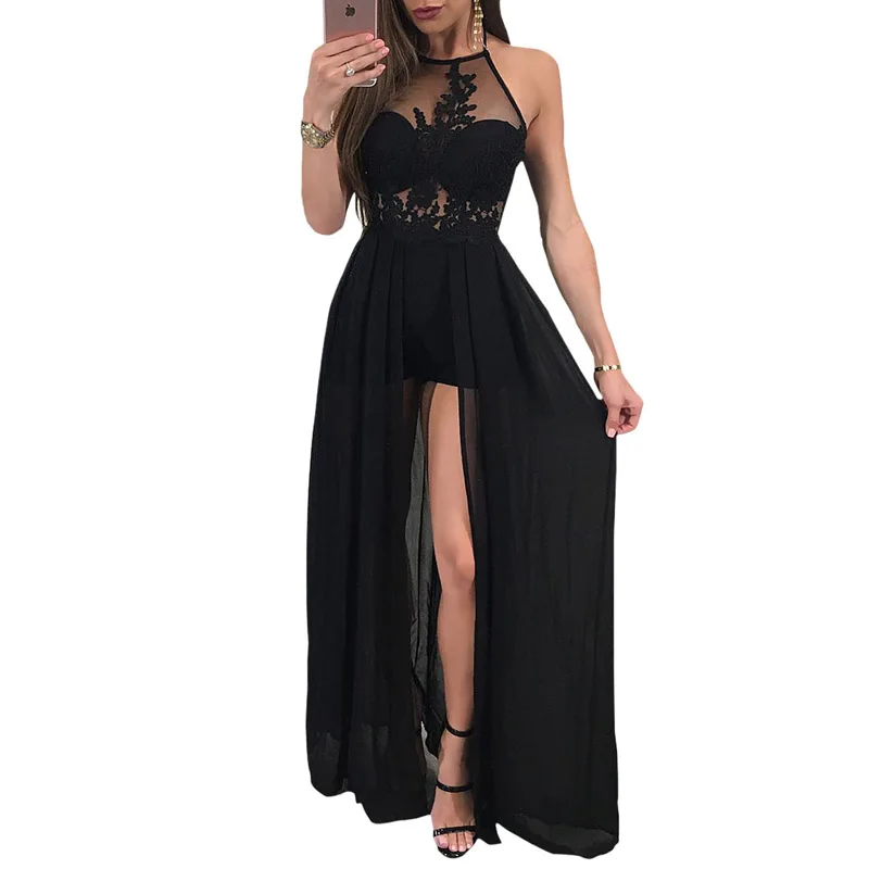 Women Ross Dresses Party Evening Runway Y Fashion Sleeveless Women Ross Dresses Party Evening Runway Y Fashion Sleeveless Halter Backless Chiffon Romper Summer Long Maxi Dress 2018 In From S Clothing