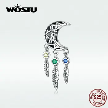

WOSTU 2020 New Arrival Moon Dreamcatcher Charms Fit Bracelet & Bangle 100% Real Sterling Silver Pendant Beads Gift DXC1232