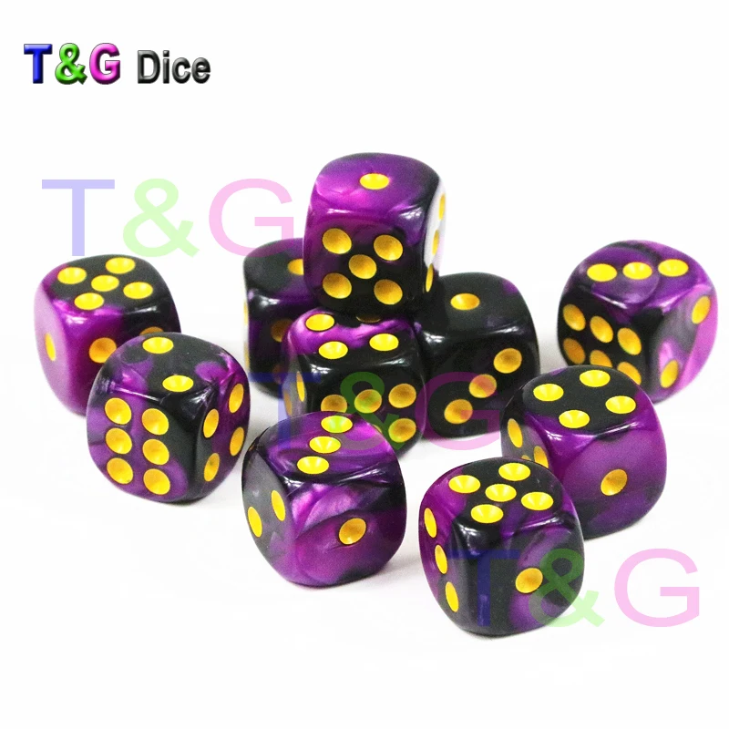 Набор из 10 12 мм D6 Близнецы игральные кости-кубики, для азартных игр, настольная игра с золотой стандартной точкой в качестве игровых аксессуаров для игры в кубики