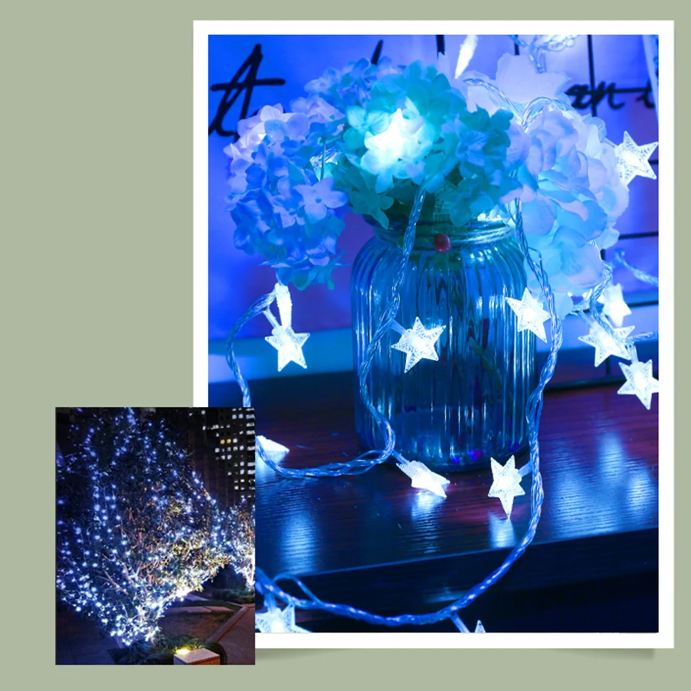 6M 40LEDs 3AA Battery USB Powered STAR Shaped Theme LED String Fairy Lights Christmas Holiday Wedding Decoration party Lighting 6M 40LEDs 3AA Battery USB Powered STAR Shaped Theme LED String Fairy Lights Christmas Holiday Wedding Decoration party Lighting