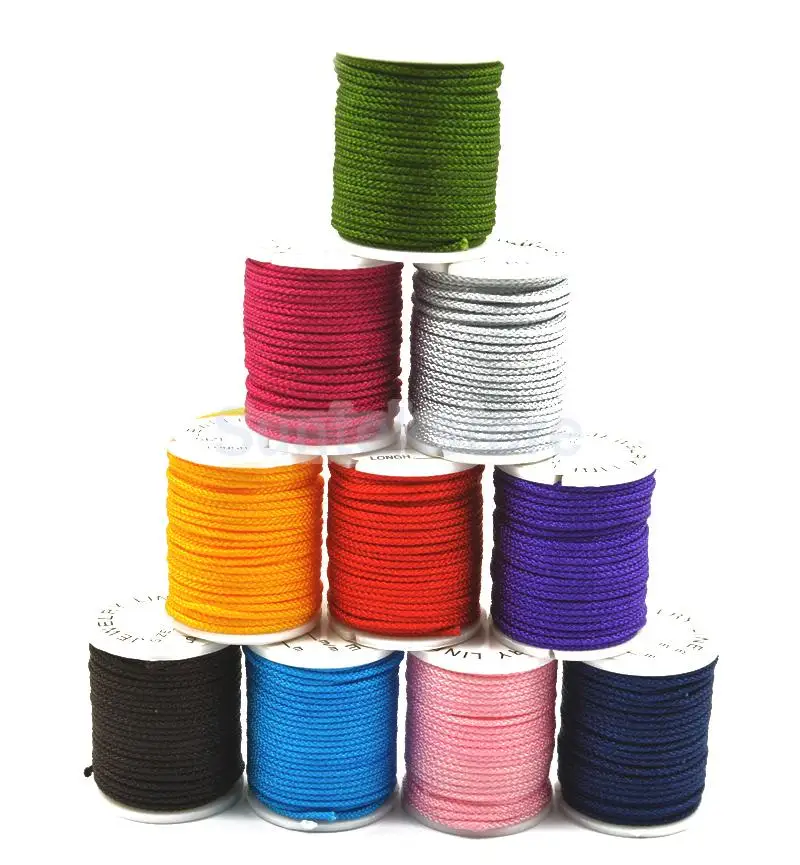 

10 Rolls Chinese Knotting Cord Nylon Shamballa Macrame Thread 1mm