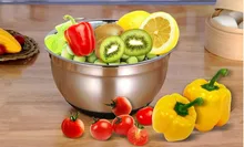 1PC Nonslip S/Steel Salad Bowl Fruit Serving Bowls Multifunctional Egg Mixing Food Prep Tool DIY Bakeware Server KV 101